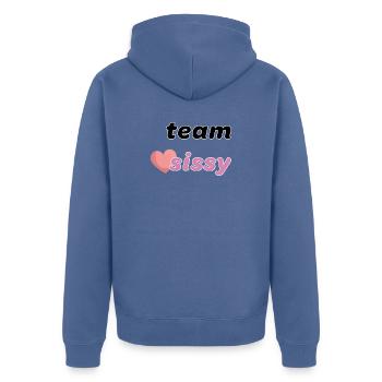 Team, Liebling, Liebling - Unisex Premium Bio Zip Hoodie - Taubenblau - Hinten - Nico (187cm)