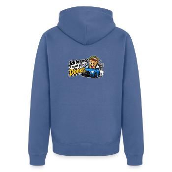 Ich bremse auch für Döner - Unisex Premium Bio Zip Hoodie - Taubenblau - Hinten - Nico (187cm)