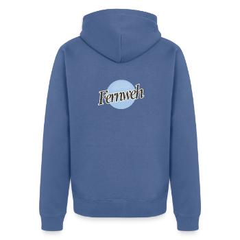 Fernweh V2 - Unisex Premium Bio Zip Hoodie - Taubenblau - Hinten - Nico (187cm)