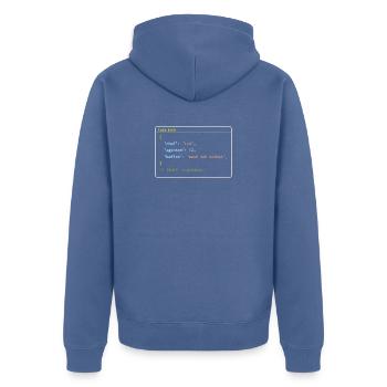 Ich leite 12 KI-Agenten – Kaffee mach ich selbst - Unisex Premium Bio Zip Hoodie - Taubenblau - Hinten - Nico (187cm)