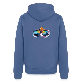 Bergpanorama in Sonnenbrille - Unisex Premium Bio Zip Hoodie - Taubenblau - Hinten - Nico (187cm)