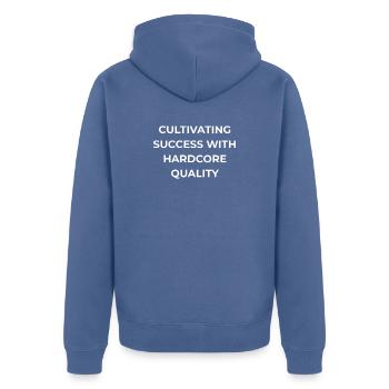 Éleveur de volailles Hardcore Quality - Veste à capuche bio Premium Unisexe - bleu pigeon - Dos - Nico (187cm)
