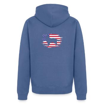 Springer Spaniel - Unisex Premium Bio Zip Hoodie - Taubenblau - Hinten - Nico (187cm)