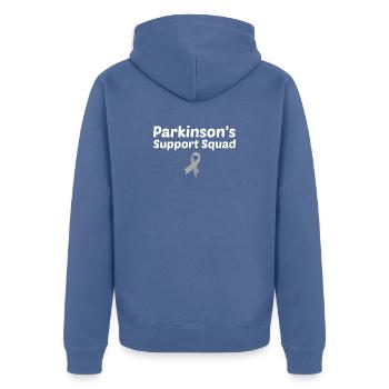 Parkinson-Unterstützungstrupp - Unisex Premium Bio Zip Hoodie - Taubenblau - Hinten - Nico (187cm)