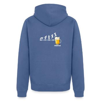 Freitag Bier Wochenende Feierabend Lustiger Spruch - Unisex Premium Bio Zip Hoodie - Taubenblau - Hinten - Nico (187cm)