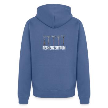 Leiter vom Rechenzentrum Gartenoutfit Gartenarbeit - Unisex Premium Bio Zip Hoodie - Taubenblau - Hinten - Nico (187cm)