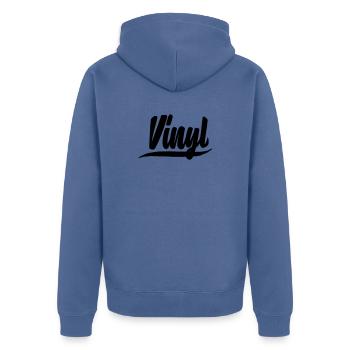 vinyl platte dj deejay musik party aufkleber patch - Unisex Premium Bio Zip Hoodie - Taubenblau - Hinten - Nico (187cm)