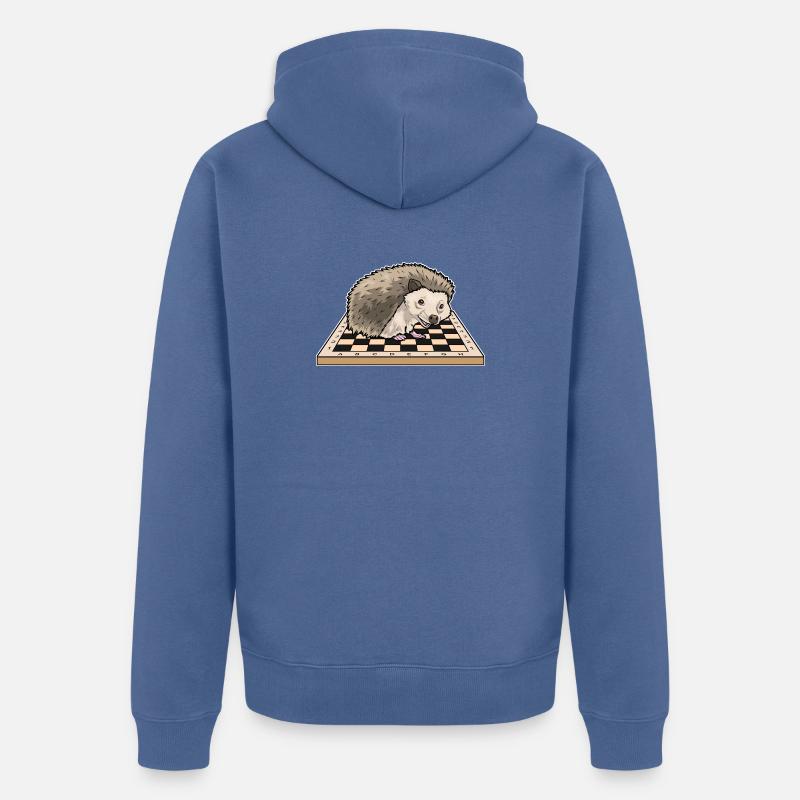 Jeu d’échecs Échiquier Hérisson - Veste à capuche bio Premium Unisexe - bleu pigeon