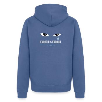 The Blue Tear - FCKNZS - Enough is Enough - Unisex Premium Organic Zip Hoodie - stone blue - Back - Nico (187cm)