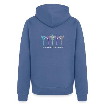 IT Support Glücksrad Service Desk IT Helpdesk Nerd - Unisex Premium Bio Zip Hoodie - Taubenblau - Hinten - Nico (187cm)