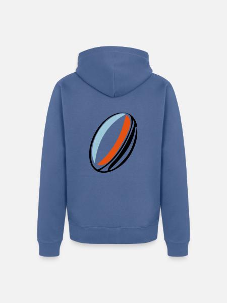 rugby ball france - Unisex Premium Organic Zip Hoodie - stone blue