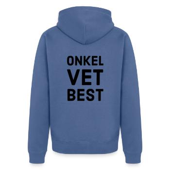 Uncle knows best - Unisex Premium Organic Zip Hoodie - stone blue - Back - Nico (187cm)