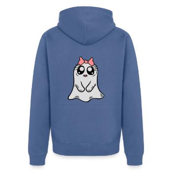 Little sweet ghost girl - Unisex Premium Organic Zip Hoodie - stone blue - Back - Nico (187cm)