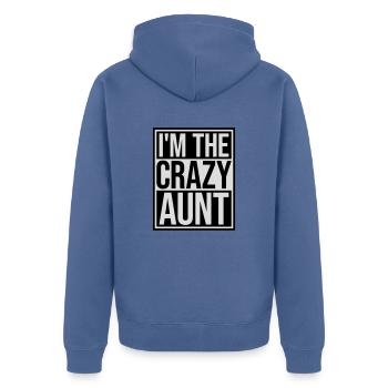 at The Crazy Aunt - Unisex Premium Organic Zip Hoodie - stone blue - Back - Nico (187cm)