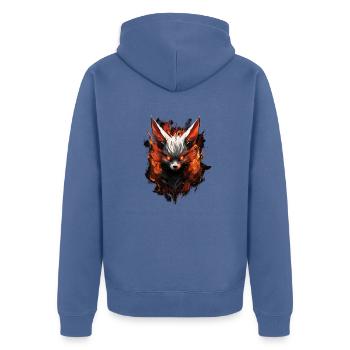 Volpe Demone Fennec Demon Fox - Unisex Premium Organic Zip Hoodie - stone blue - Back - Nico (187cm)
