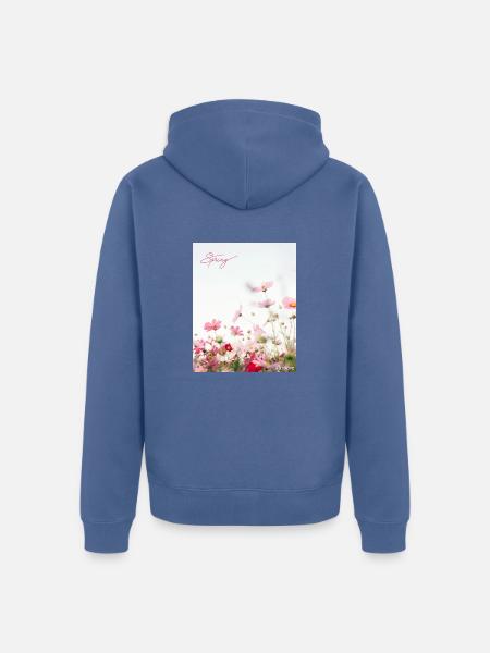 Frühlingsblumen - Unisex Premium Bio Zip Hoodie - Taubenblau
