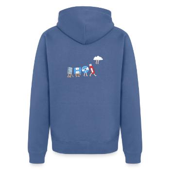 Tech Support - Unisex Premium Bio Zip Hoodie - Taubenblau - Hinten - Nico (187cm)