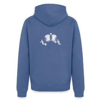 Erdnussbutter Marmelade Pausenbrot Sandwich Fan - Unisex Premium Bio Zip Hoodie - Taubenblau - Hinten - Nico (187cm)