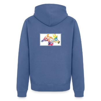 Bunte Giraffen - Unisex Premium Bio Zip Hoodie - Taubenblau - Hinten - Nico (187cm)