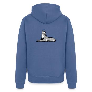 Chechen Lone Wolf - Unisex Premium Organic Zip Hoodie - stone blue - Back - Nico (187cm)