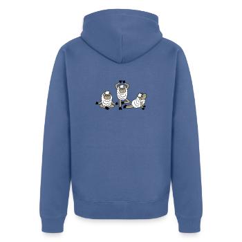 Schaf Drei Müde Erschöpft Yoga Meditation 3 Posen - Unisex Premium Bio Zip Hoodie - Taubenblau - Hinten - Nico (187cm)