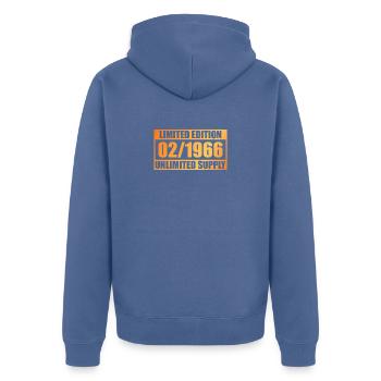 60th Anniversary Limited Edition - ꝏ Supply 02/1966 - Unisex Premium Organic Zip Hoodie - stone blue - Back - Nico (187cm)