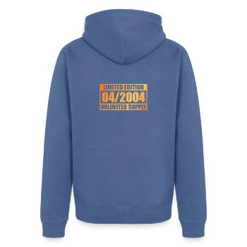 22nd Birthday Limited Edition - ꝏ Supply 04/2004 - Unisex Premium Organic Zip Hoodie - stone blue - Back - Nico (187cm)
