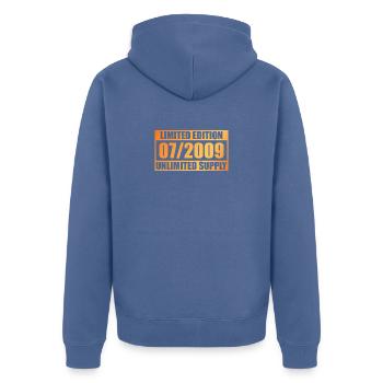 17th Anniversary Limited Edition - ꝏ Supply 07/2009 - Unisex Premium Organic Zip Hoodie - stone blue - Back - Nico (187cm)