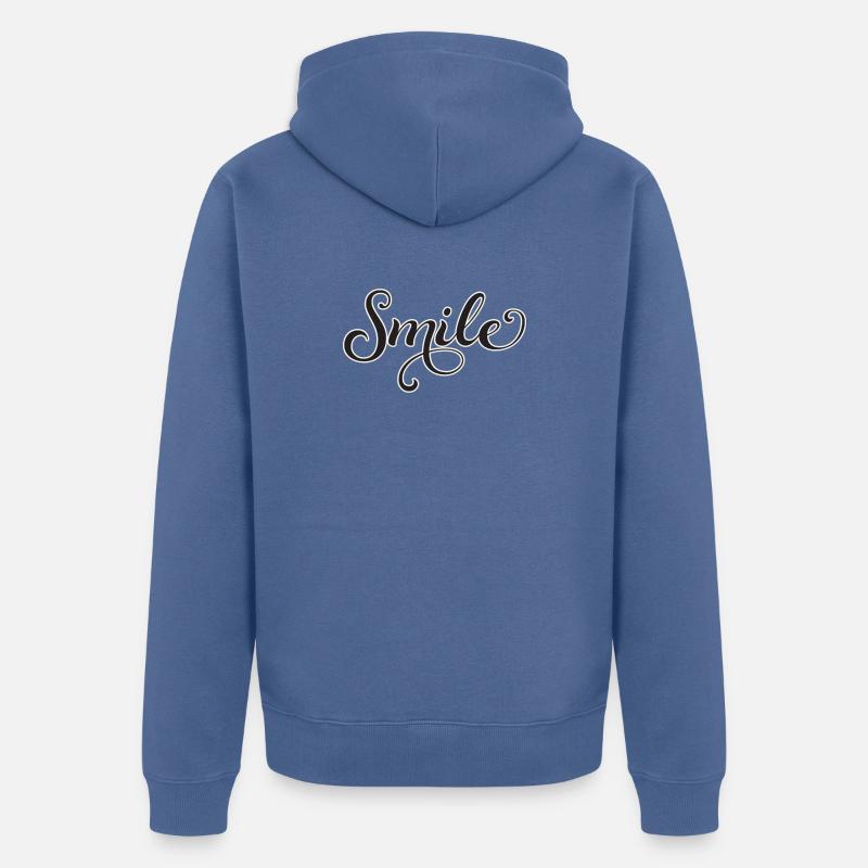 Lächelnder Script-Schriftzug Smile - Unisex Premium Bio Zip Hoodie - Taubenblau