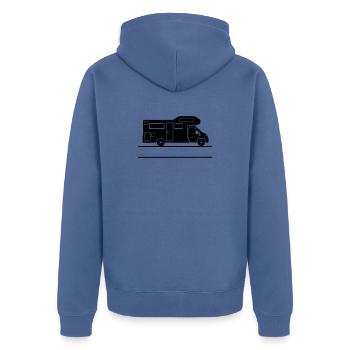 Camper silhouette with namespace - Unisex Premium Organic Zip Hoodie - stone blue - Back - Nico (187cm)