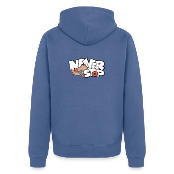 Unaufhörlicher Skateboard Druck - Unisex Premium Bio Zip Hoodie - Taubenblau - Hinten - Nico (187cm)