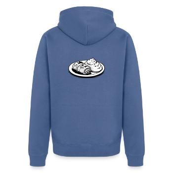 Golubzi Krautwickel mit Kartoffel Püree  - Unisex Premium Bio Zip Hoodie - Taubenblau - Hinten - Nico (187cm)