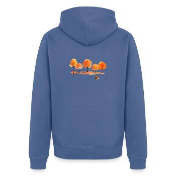 Herbst - Unisex Premium Bio Zip Hoodie - Taubenblau - Hinten - Nico (187cm)