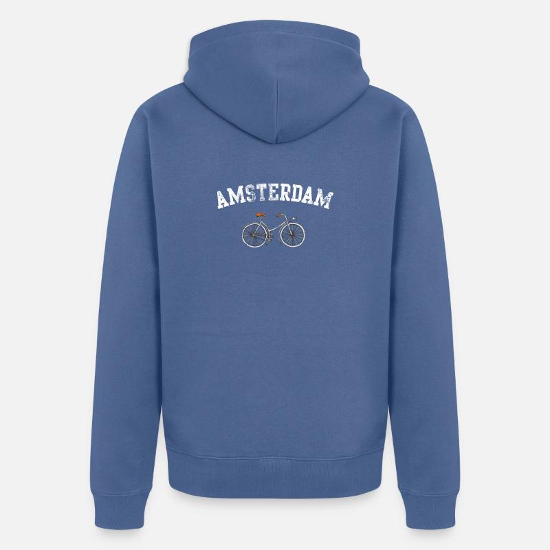 Emblème du vélo d’Amsterdam - Veste à capuche bio Premium Unisexe - bleu pigeon