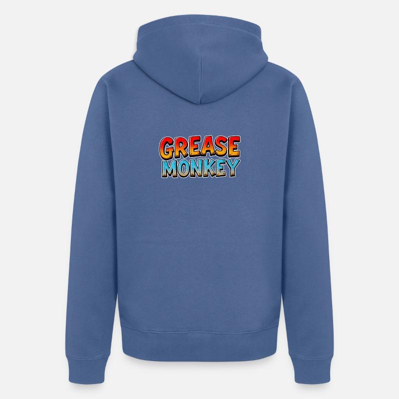 Texte du dessin animé GreaseMonkey - Veste à capuche bio Premium Unisexe - bleu pigeon