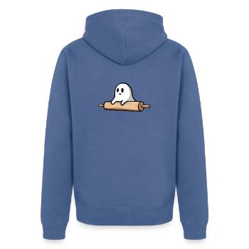 Sweet & Spooky Baking - Unisex Premium Bio Zip Hoodie - Taubenblau - Hinten - Nico (187cm)