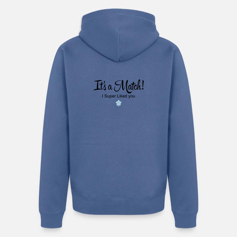 Es ist ein Match! Ich mochte dich super - Unisex Premium Bio Zip Hoodie - Taubenblau