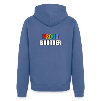 Stolzer Bruder LGBT Pride Regenbogen - Unisex Premium Bio Zip Hoodie - Taubenblau - Hinten - Nico (187cm)