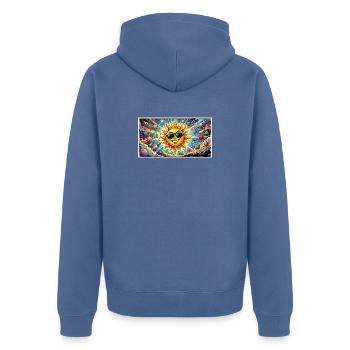 Soleil avec des lunettes de soleil dans le cosmos - Veste à capuche bio Premium Unisexe - bleu pigeon - Dos - Nico (187cm)
