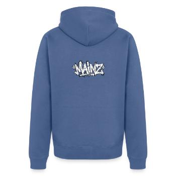 Mainz Handschrift Graffiti - Unisex Premium Bio Zip Hoodie - Taubenblau - Hinten - Nico (187cm)