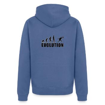 Evolution Padel Player Gift - Unisex Premium Organic Zip Hoodie - stone blue - Back - Nico (187cm)