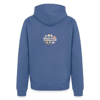 Wenn ich schlafe, bin ich ganz lieb Spruch - Unisex Premium Bio Zip Hoodie - Taubenblau - Hinten - Nico (187cm)