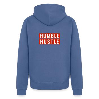 Humble Hustle Entrepreneur Businessman Businesswom - Unisex Premium Organic Zip Hoodie - stone blue - Back - Nico (187cm)