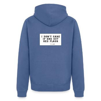 red flag - Unisex Premium Bio Zip Hoodie - Taubenblau - Hinten - Nico (187cm)