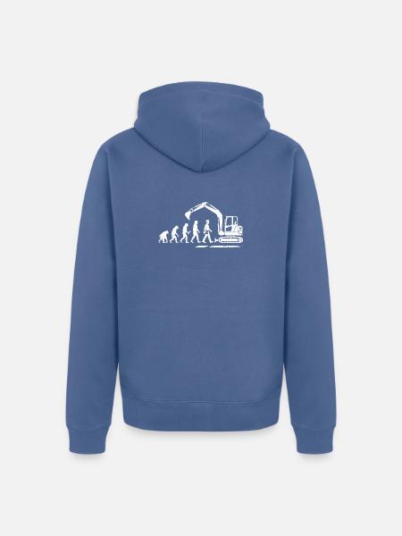 Evolution Bagger Baggerfahrer Bauarbeiter Mensch - Unisex Premium Bio Zip Hoodie - Taubenblau