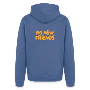 Keine neuen Freunde - Unisex Premium Bio Zip Hoodie - Taubenblau - Hinten - Nico (187cm)