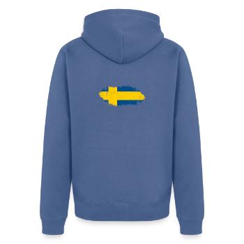 Coup de pinceau Drapeau suédois - Veste à capuche bio Premium Unisexe - bleu pigeon - Dos - Nico (187cm)