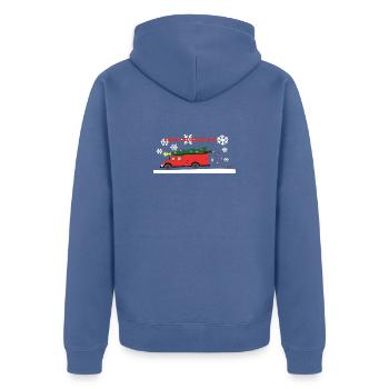 Feuerwehr Weihnachtsbaum Truck - Unisex Premium Bio Zip Hoodie - Taubenblau - Hinten - Nico (187cm)