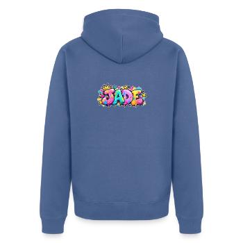Nennen Sie Jade Graffiti Girly: die Königin der Straße! - Unisex Premium Bio Zip Hoodie - Taubenblau - Hinten - Nico (187cm)