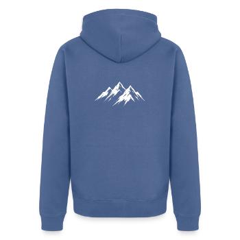 Berge Alpen Wandern Bergsteiger Outdoor Motiv - Unisex Premium Bio Zip Hoodie - Taubenblau - Hinten - Nico (187cm)